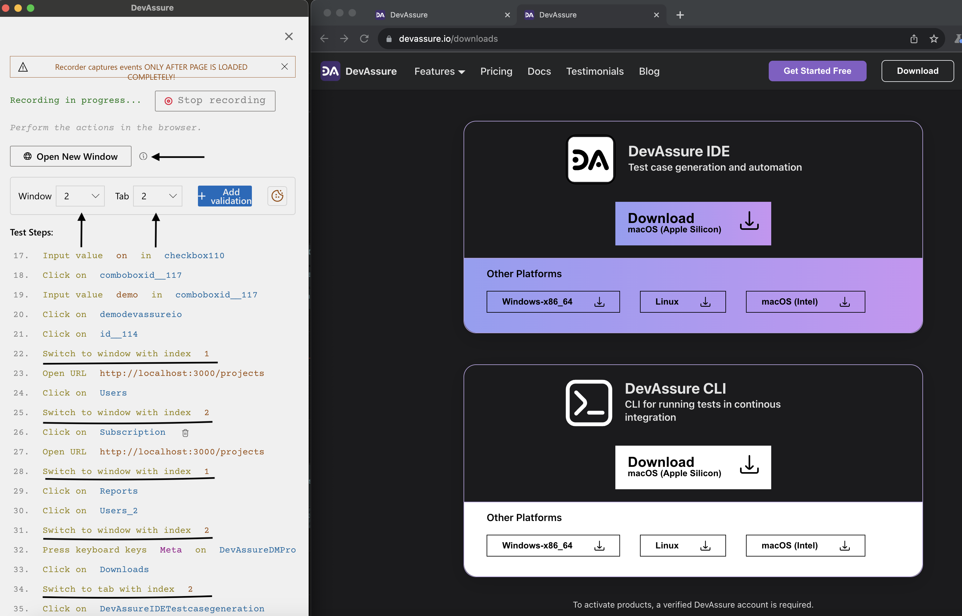 Automate actions performed across multiple windows in the same use case